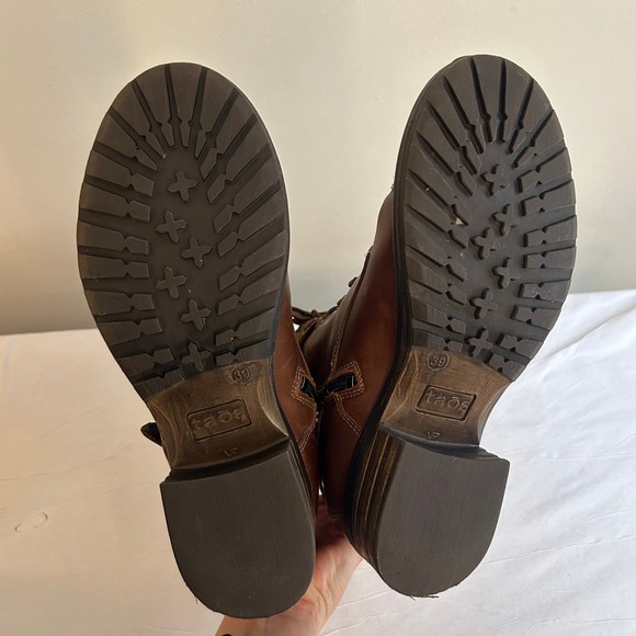 Taos Brown Leather Suede Combat Boots Women's US 8.5 EU 39 Lace-Up Side Zip - Picture 11 of 12